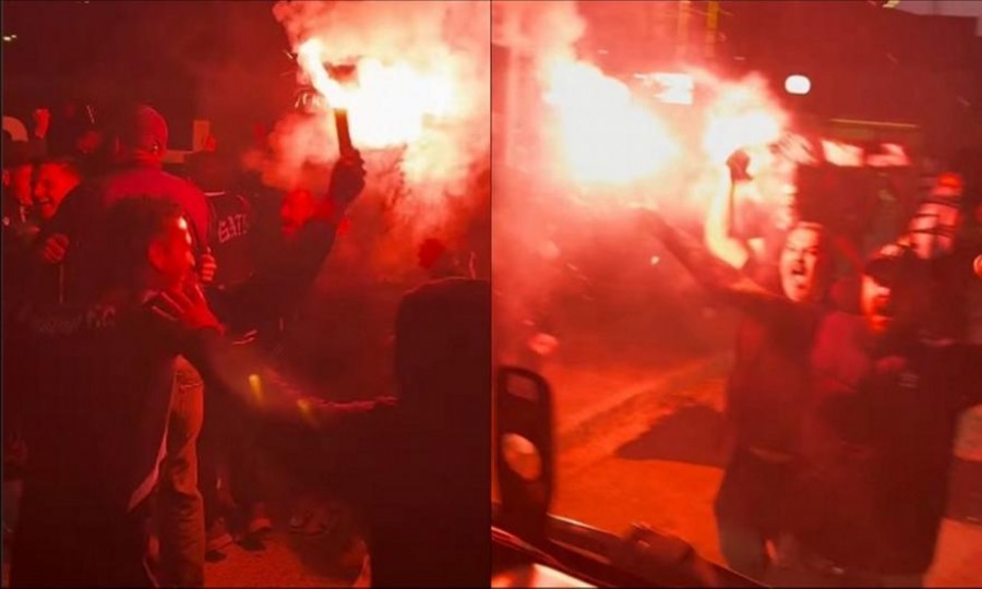 Αποθέωση στα Μέγαρα για την Καλαμάτα: Οπαδοί έστησαν πάρτι και σταμάτησαν το πούλμαν της ομάδας
