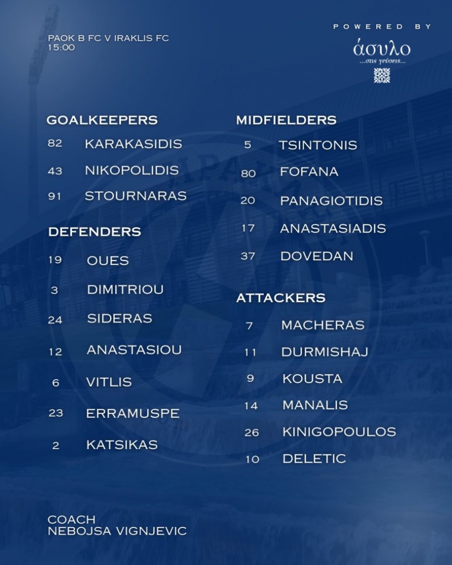 Ηρακλής: Η αποστολή του Βίγκνιεβιτς για το ματς με ΠΑΟΚ Β’
