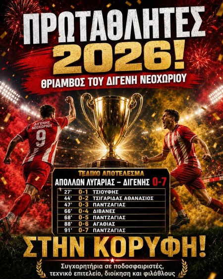 Το Νεοχώρι κατέκτησε το πρωτάθλημα και την άνοδο στην Γ’ Εθνική